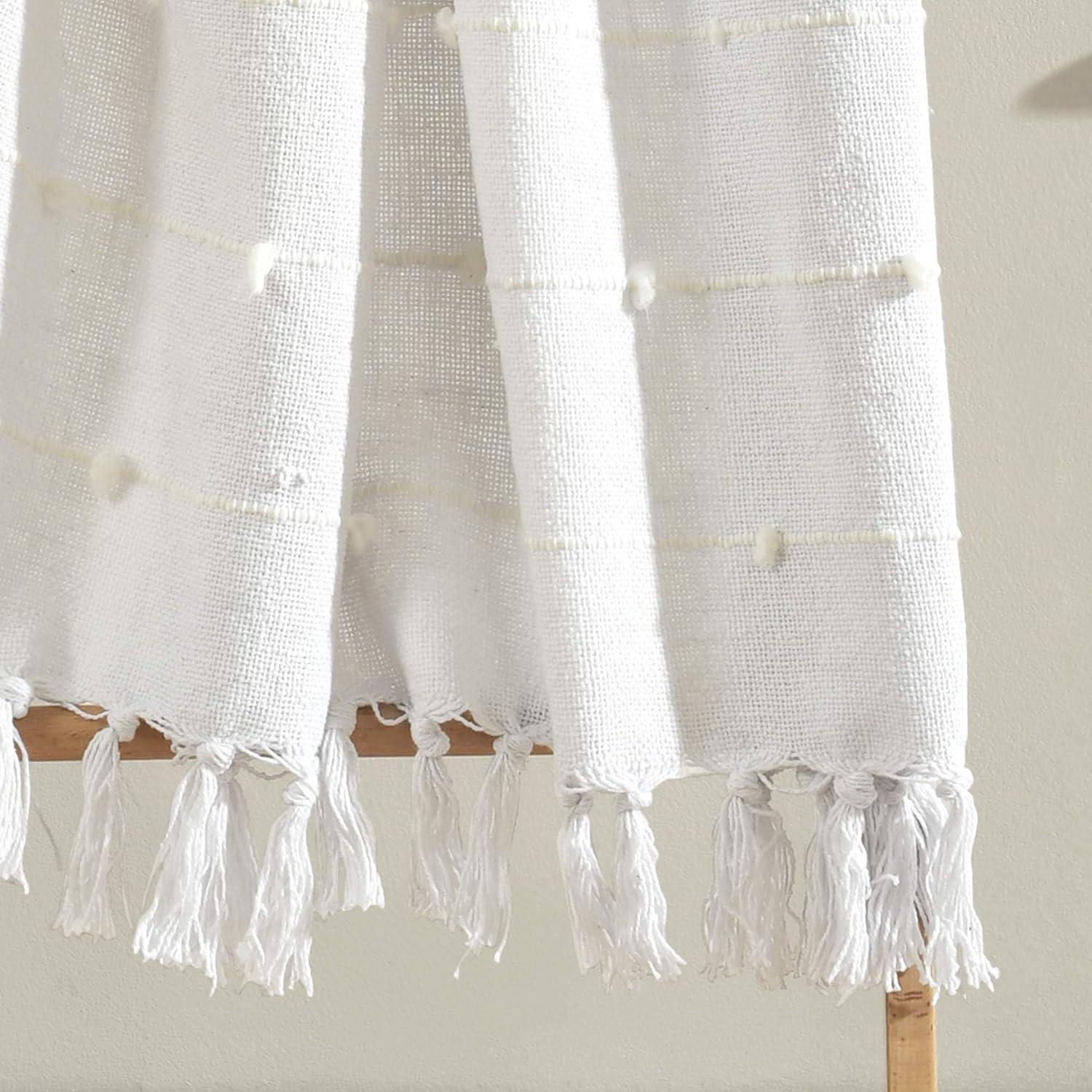 50"x60" Boho Tufted Cotton Woven Tassel Throw Blanket with Fringes White - Lush Décor: Lightweight, Cozy, Machine Washable