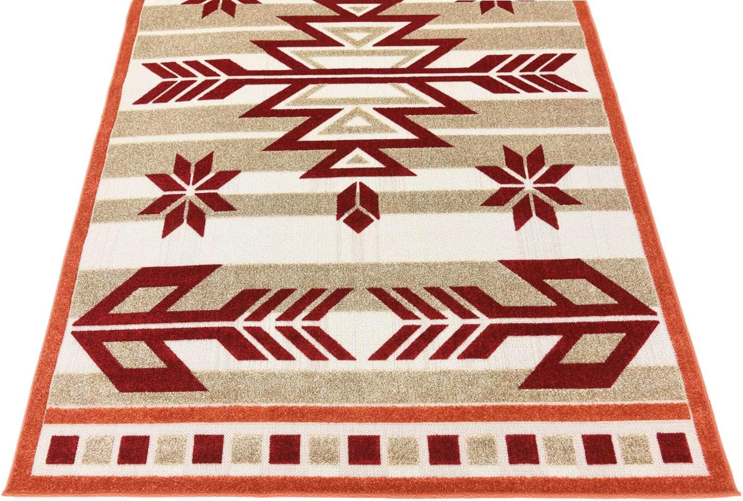 Unique Loom 5' 1 x 8' 0 Burgundy Outdoor Modern Albuquerque Area Rug