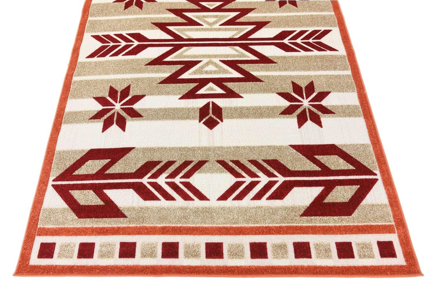 Unique Loom 5' 1 x 8' 0 Burgundy Outdoor Modern Albuquerque Area Rug