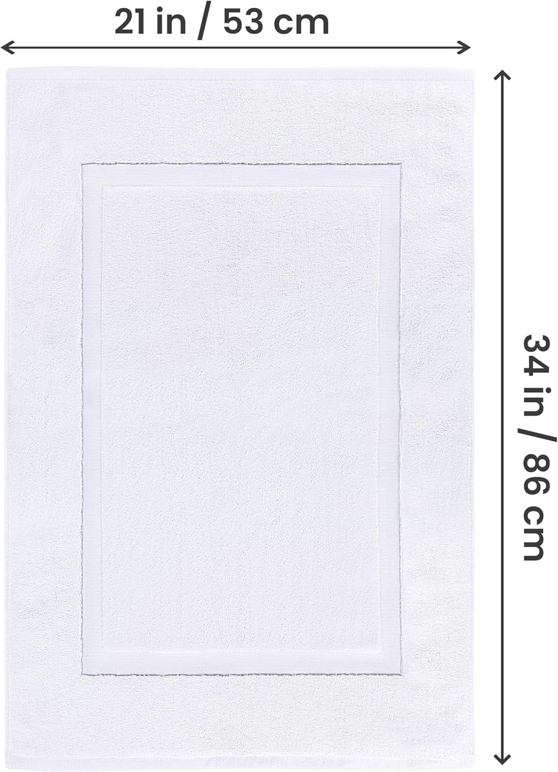 Utopia Towels Cotton Banded Rug, Bath Mats, Not a Bathroom Rug, 21 by 34 Inches, 100% Ring Spun Cotton, Highly Absorbent Shower Bathroom Floor Mat, White, 2 Pack