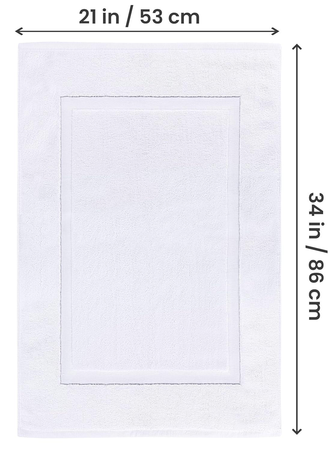 Utopia Towels Cotton Banded Rug, Bath Mats, Not a Bathroom Rug, 21 by 34 Inches, 100% Ring Spun Cotton, Highly Absorbent Shower Bathroom Floor Mat, White, 2 Pack