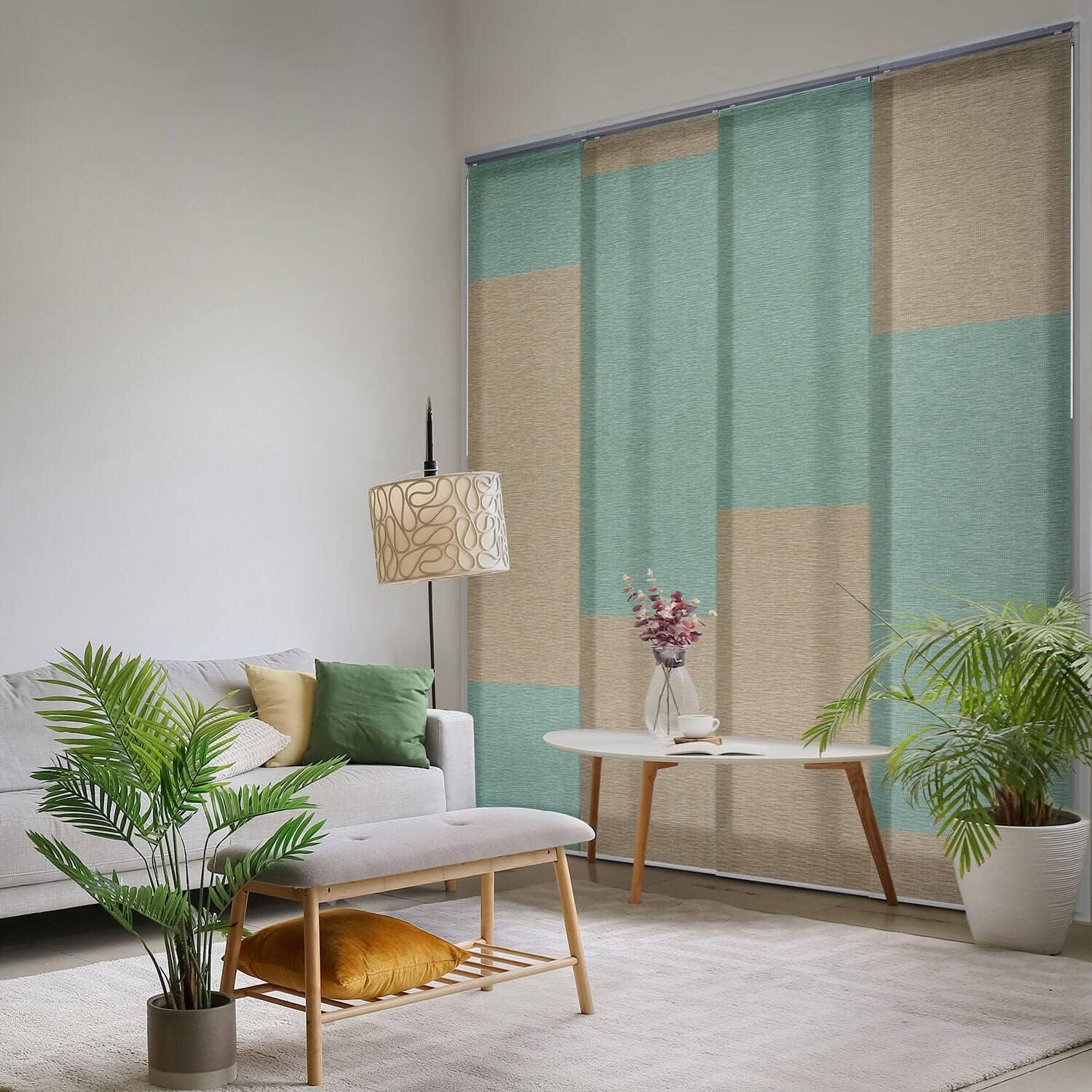 Adjustable Blackout Woven Fabric Panel Track Blinds, 45.8"-86" W x 96" H