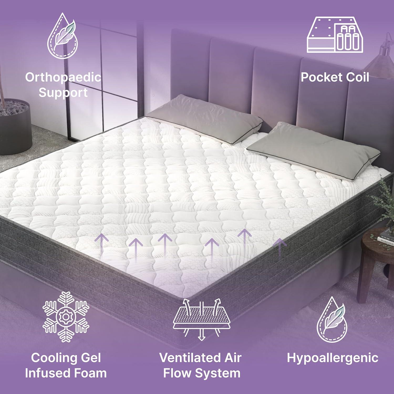 Nap Queen Victoria Hybrid, Cooling Gel Infused Memory Foam and Pocket Spring Mattress