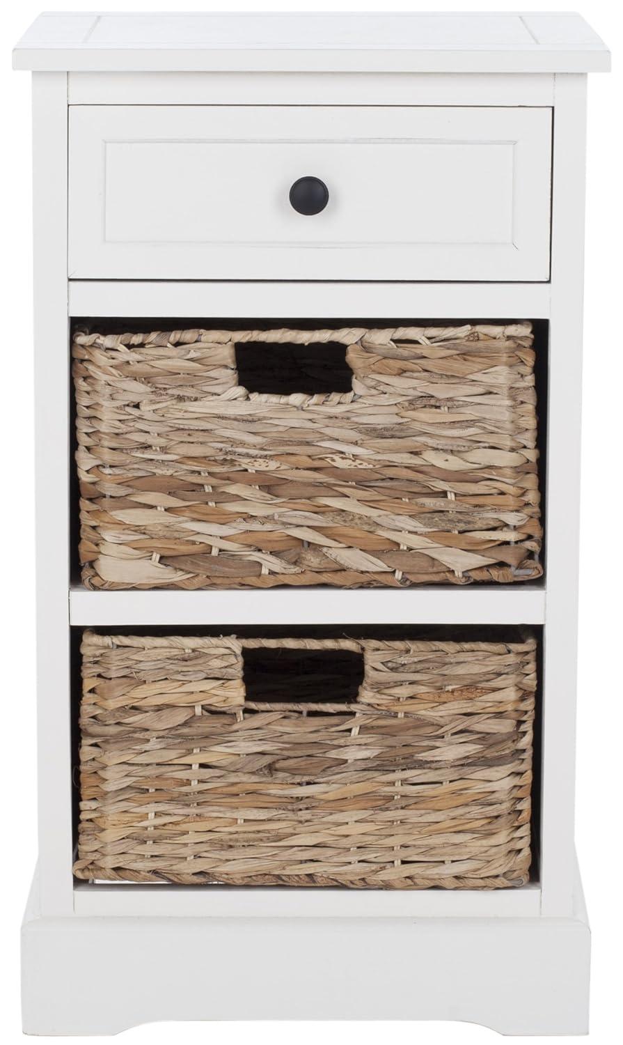 Carrie Side Storage Side Table - AMH5700C - Distressed Cream - Safavieh Couture