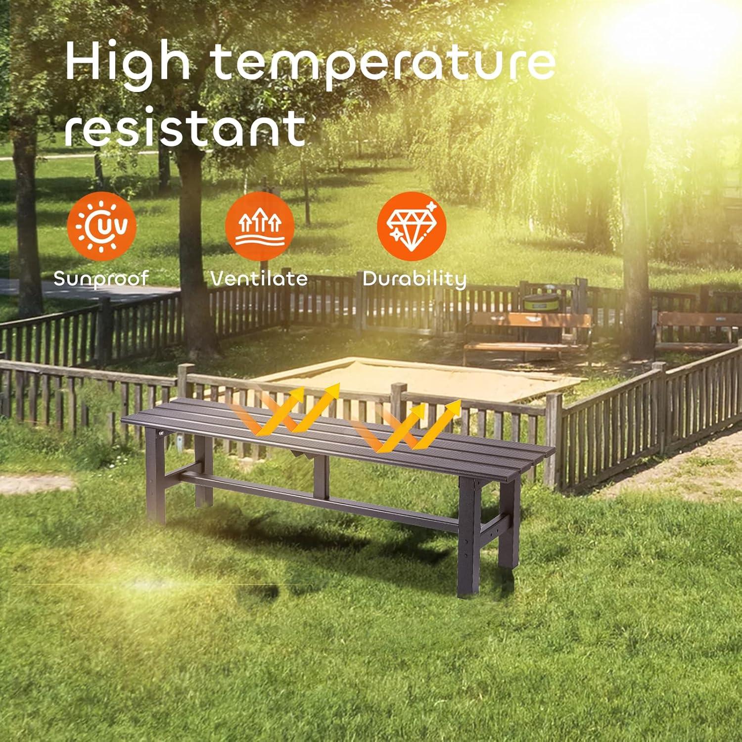 TECSPACE Aluminum Outdoor Patio Bench Black,59.1 x 14.2X 15.7 inches,Integrated Type Without Installation,Light Weight High Load-Bearing,Outdoor Bench for Park Garden,Patio and Lounge