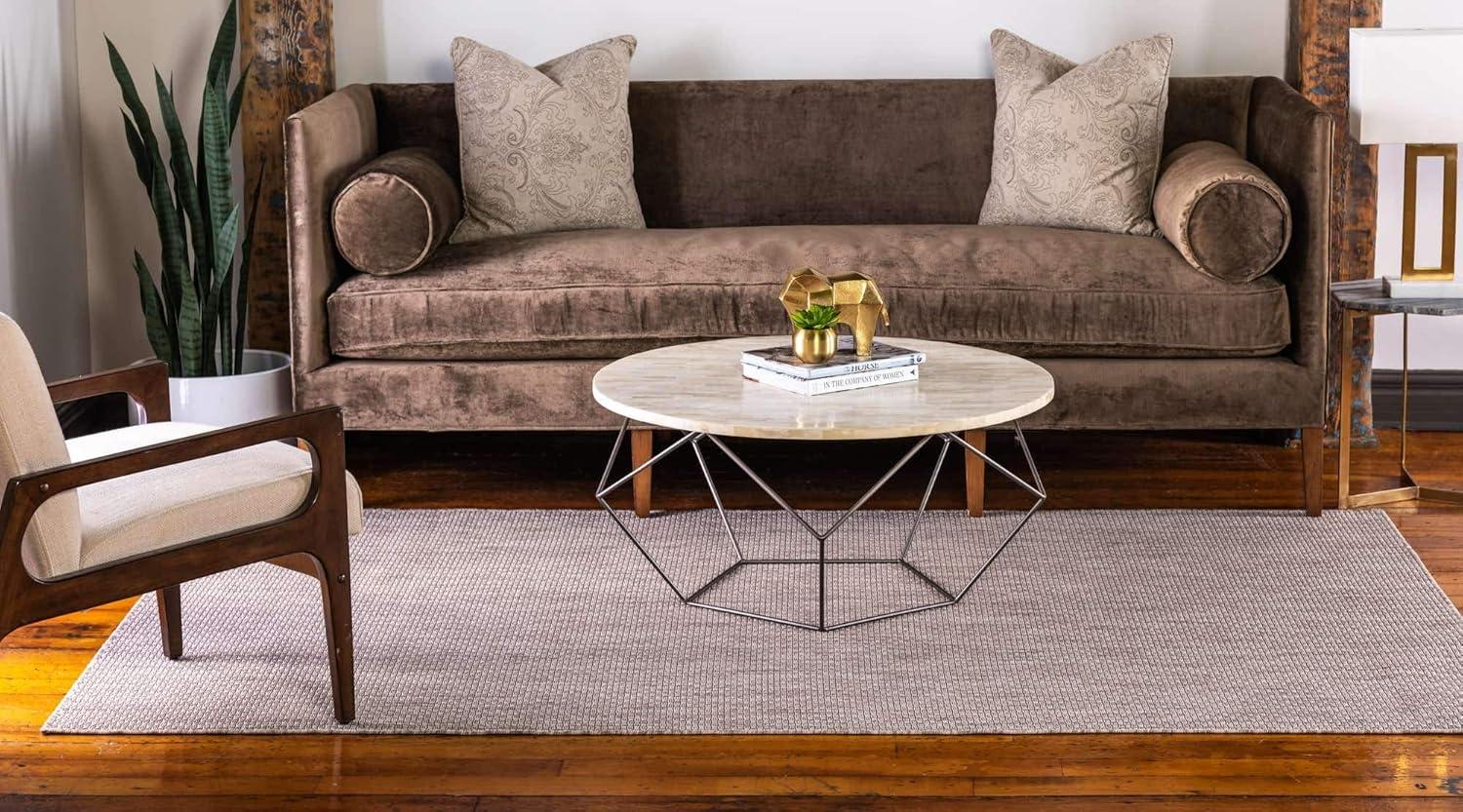 Unique Loom 4' 1 x 6' 1 Rectangle Indoor/Outdoor Solid Beige Area Rug