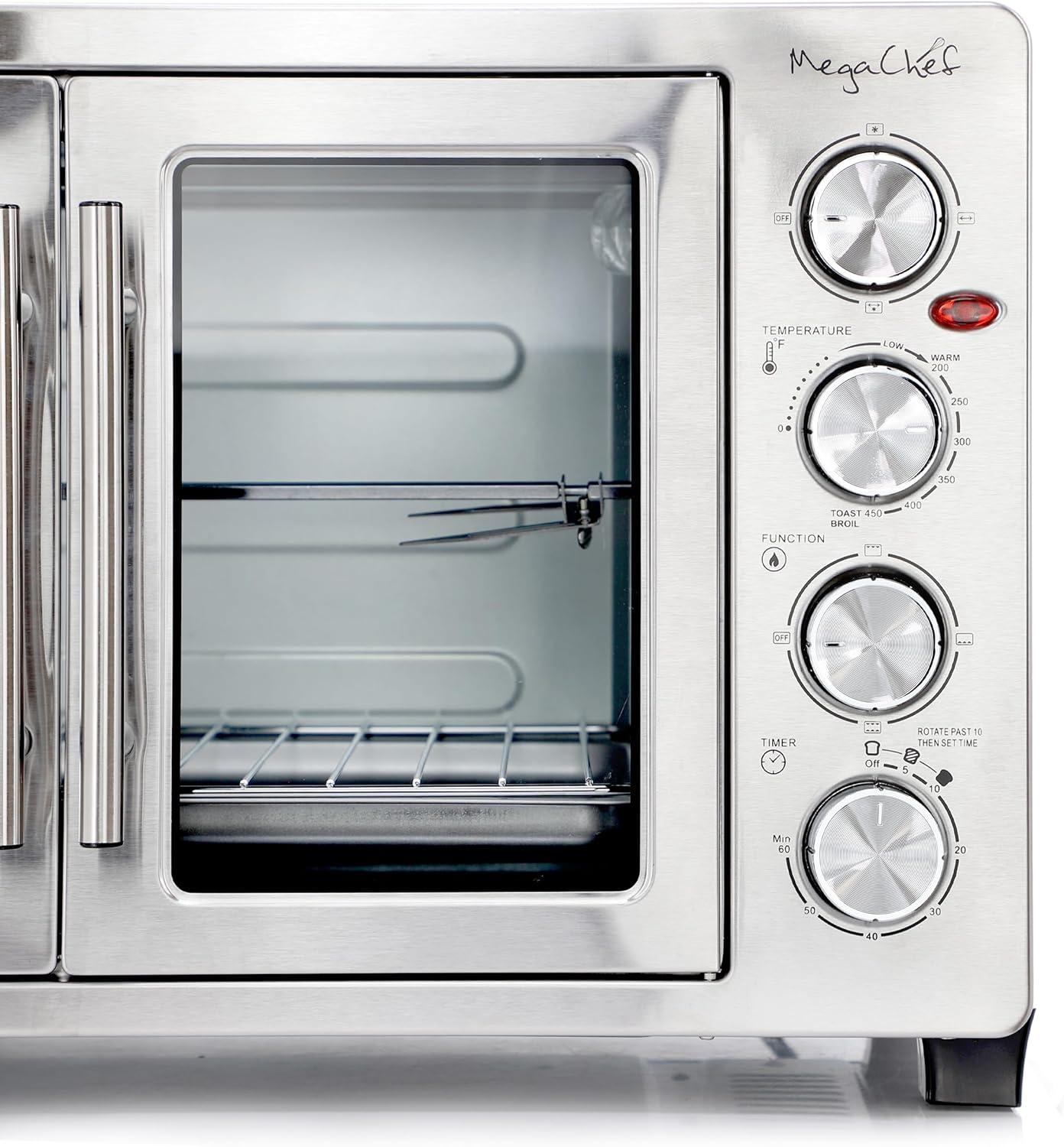 MegaChef 45L Electric French Door Rotisserie Convection Counter Top Oven