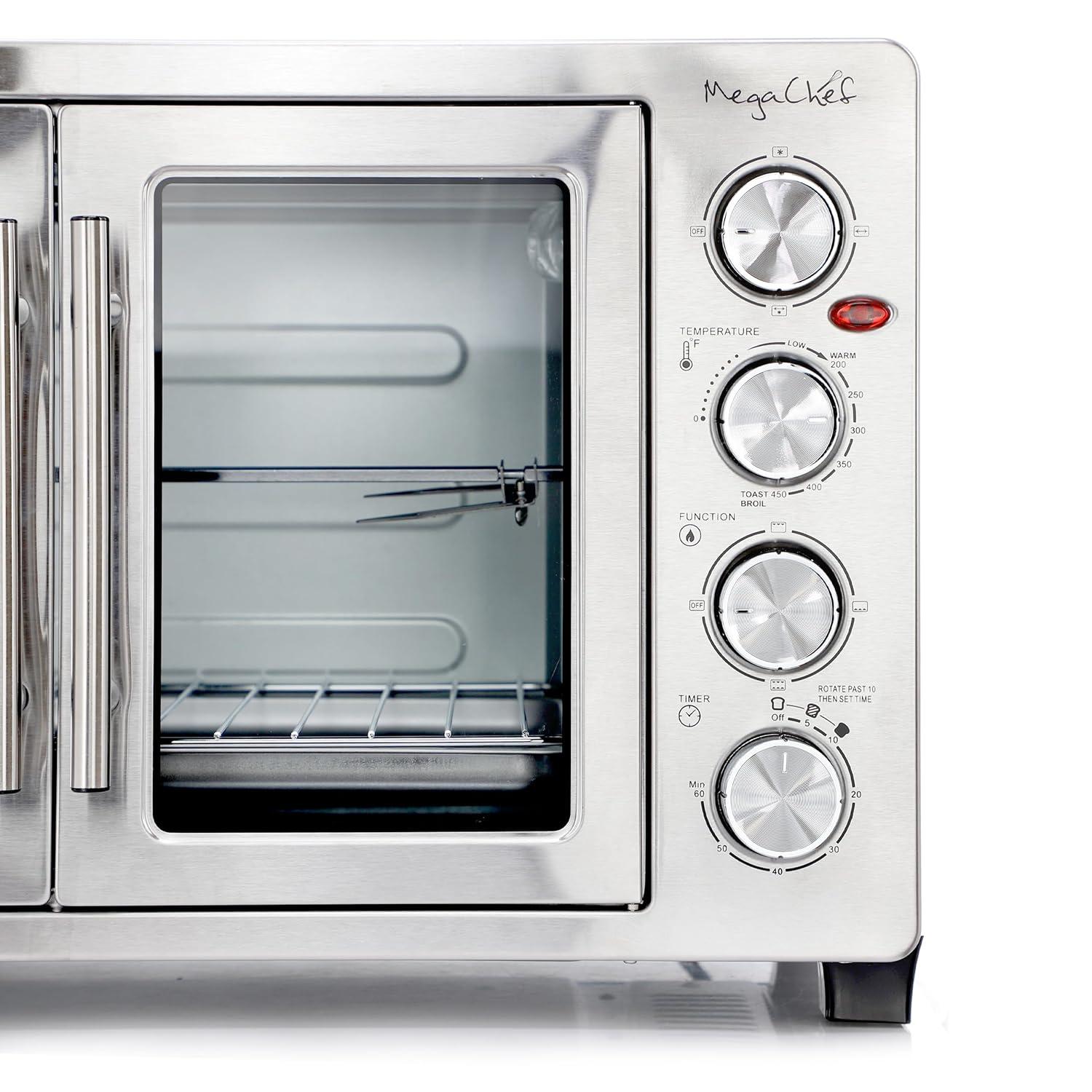 MegaChef 45L Electric French Door Rotisserie Convection Counter Top Oven