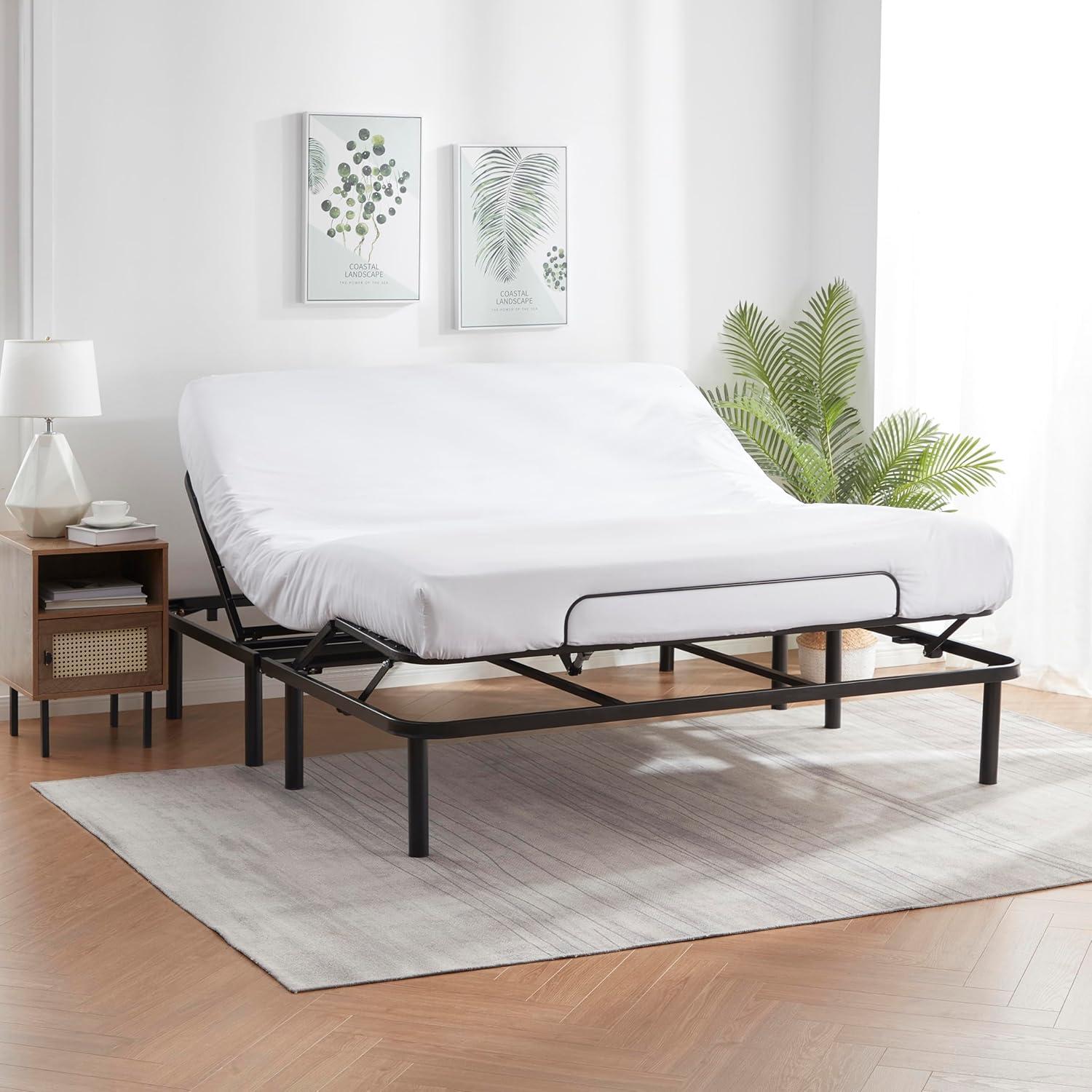 Bryt Basic Adjustable Bed Base, Queen Size Bed Frame with Motorized Head and Foot Incline and Wireless Remote