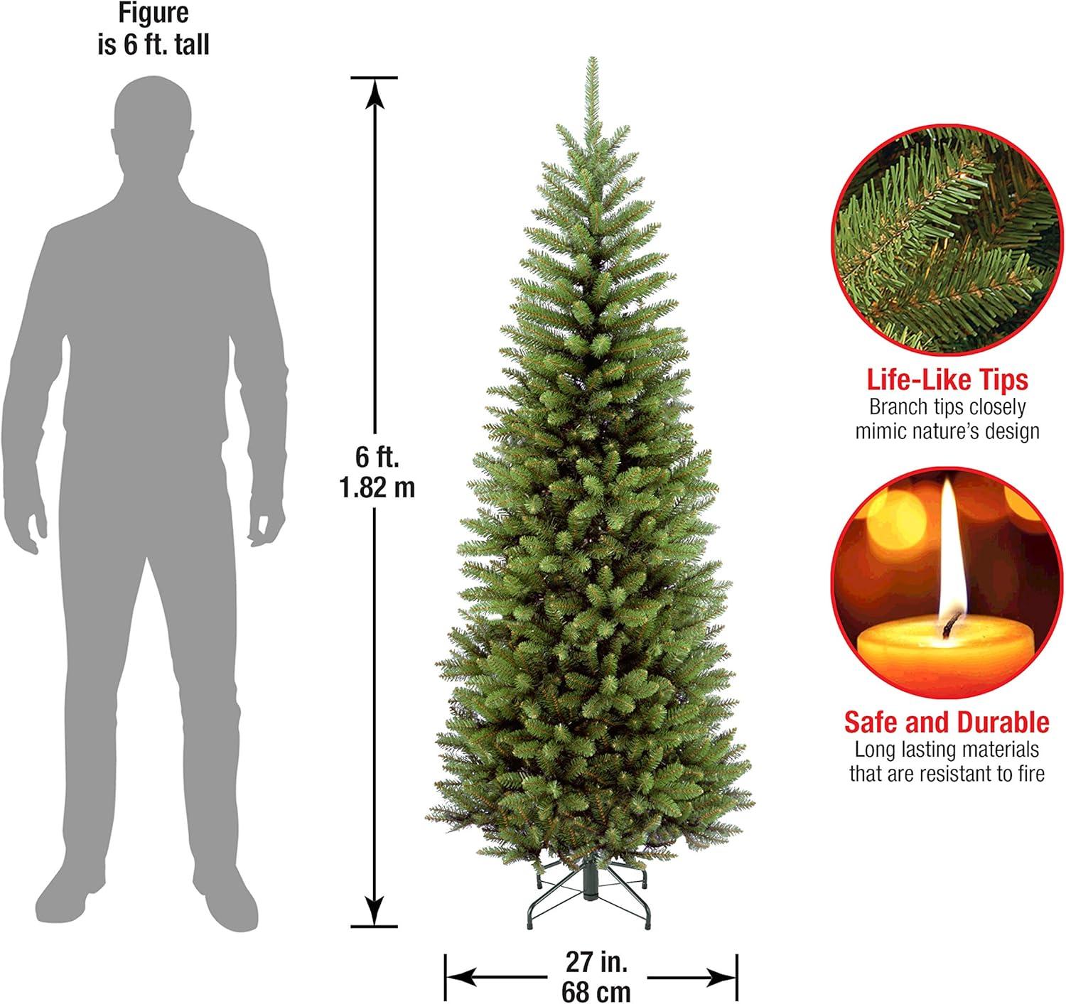 6' Unlit Pencil Slim Kingswood Fir Artificial Christmas Tree - National Christmas Tree Company