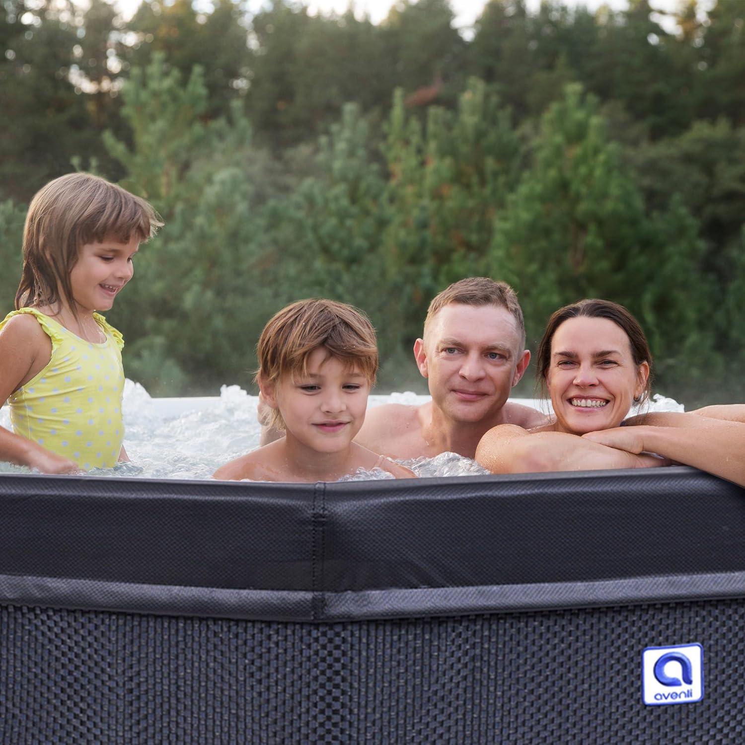 Jleisure Avenli 1,200 Liter 65" Rigid Foam Wall Hot Tub Spa for 6, Black