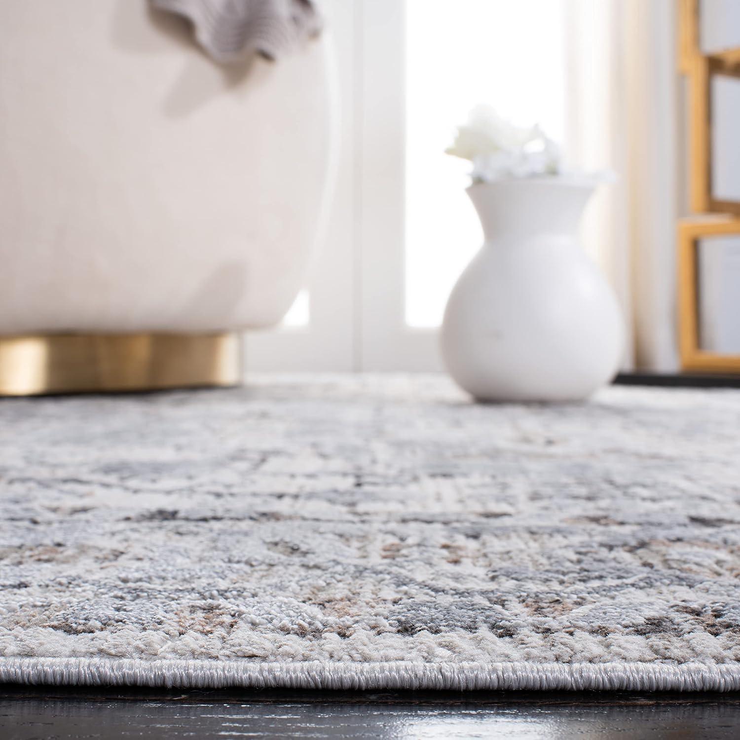 Mayflower Light Blue and Beige Synthetic Runner Rug