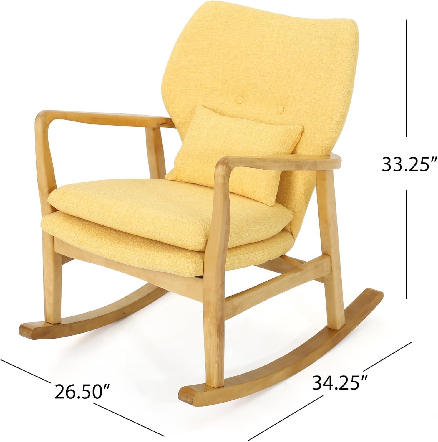 Christopher Knight Home Benny Mid Century Modern Fabric Rocking Chair Muted Yellow: Upholstered Indoor Rocker, Plywood Frame