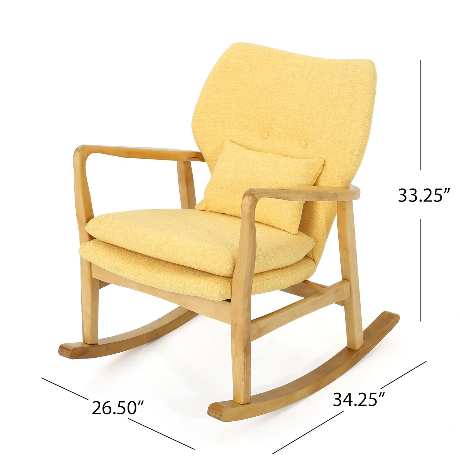 Christopher Knight Home Benny Mid Century Modern Fabric Rocking Chair Muted Yellow: Upholstered Indoor Rocker, Plywood Frame