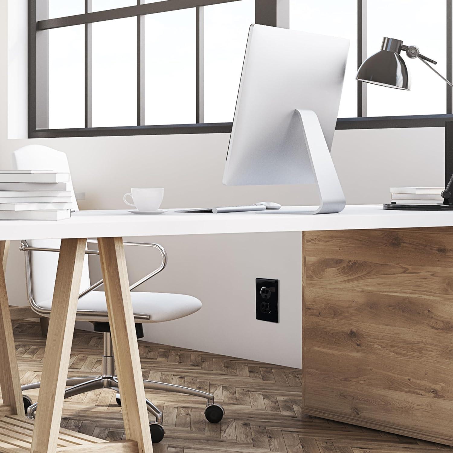 Black Painted Duplex Receptacle Outlet Cover Plates, 10 Pack