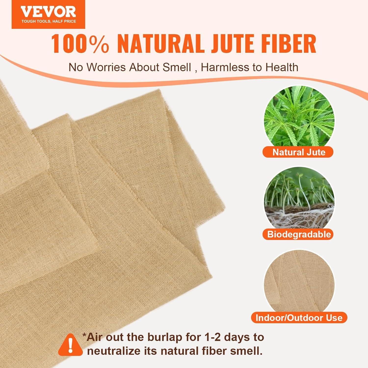 VEVOR Burlap Fabric Roll Burlap Tree Wrap for Crafts & Plants
