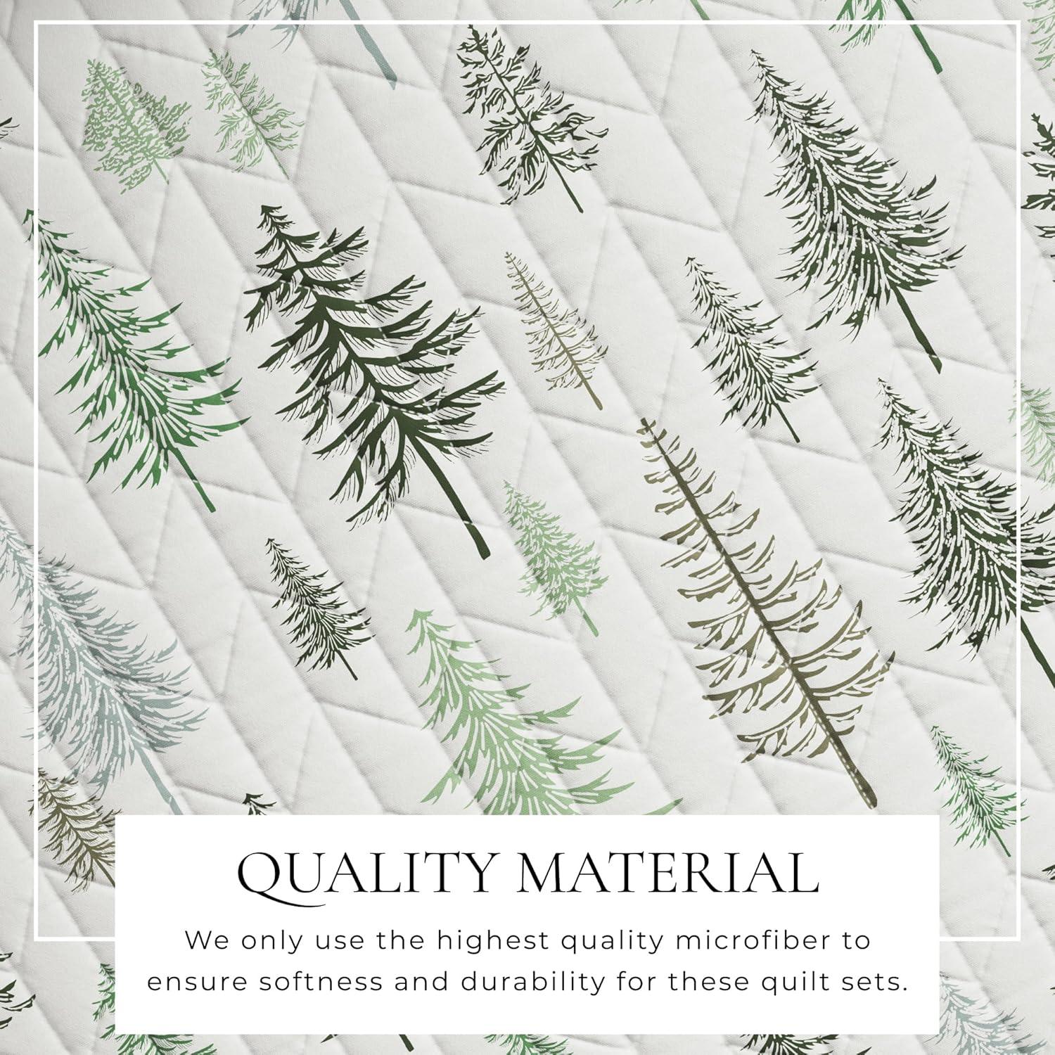 FreshFolds Green Forest Reversible Lodge Quilt Set with Shams