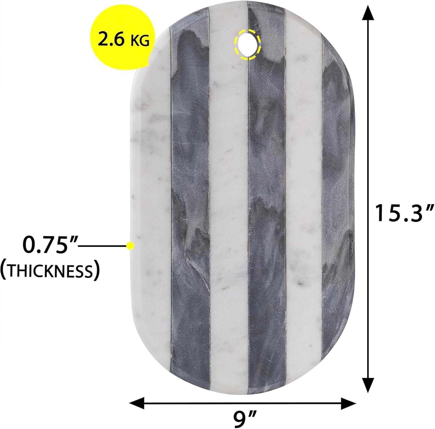 White and Gray Striped Marble Oval Cutting Board