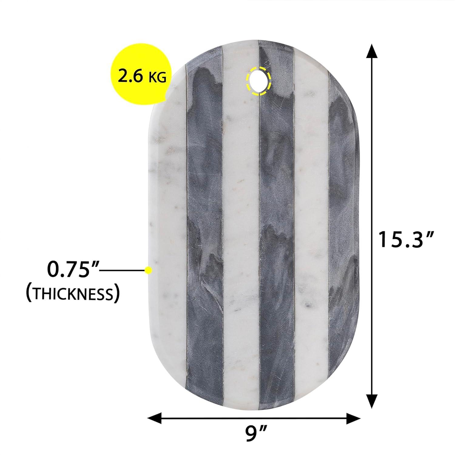 GoCraft White & Grey Marble Cutting Board | Decorative Marble Cheese Tray Charcuterie Platter Serving Chopping Board for Meats Breads Fruits (15.25" L x 9" W)
