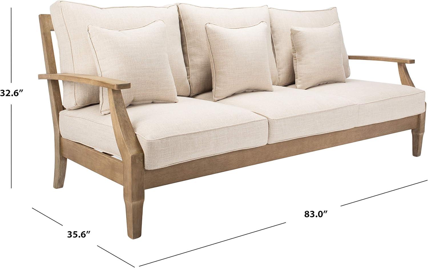 Martinique Natural White Eucalyptus Wood Outdoor Patio Sofa