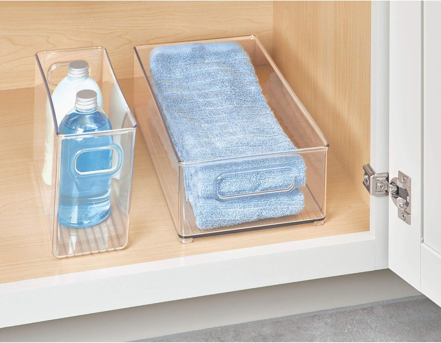 Clear Medium Plastic Bathroom Storage Bin