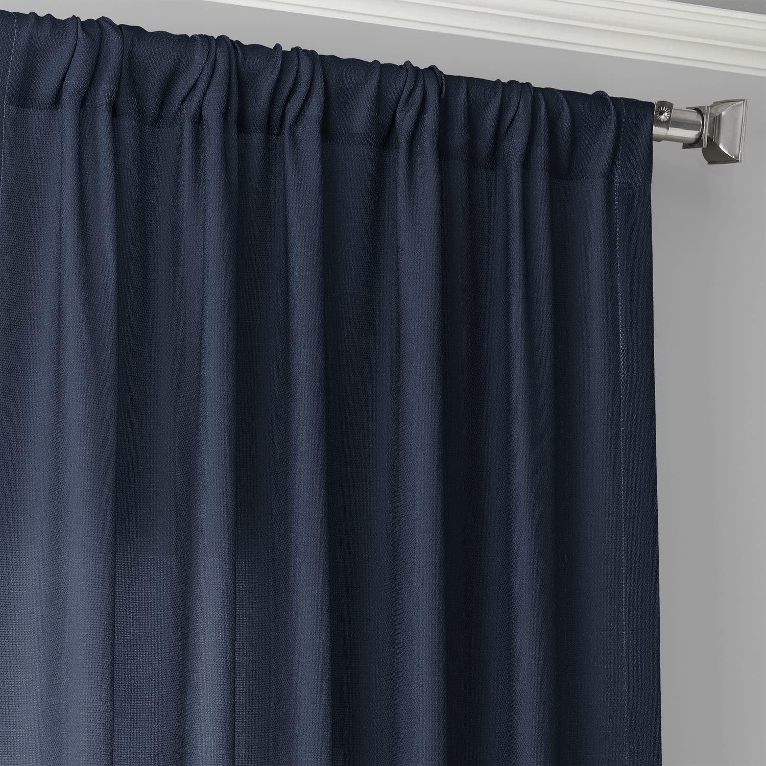 Ombre Blue Faux Linen Sheer Curtain (1 Panel), Ombre Blue, 50W X 84L
