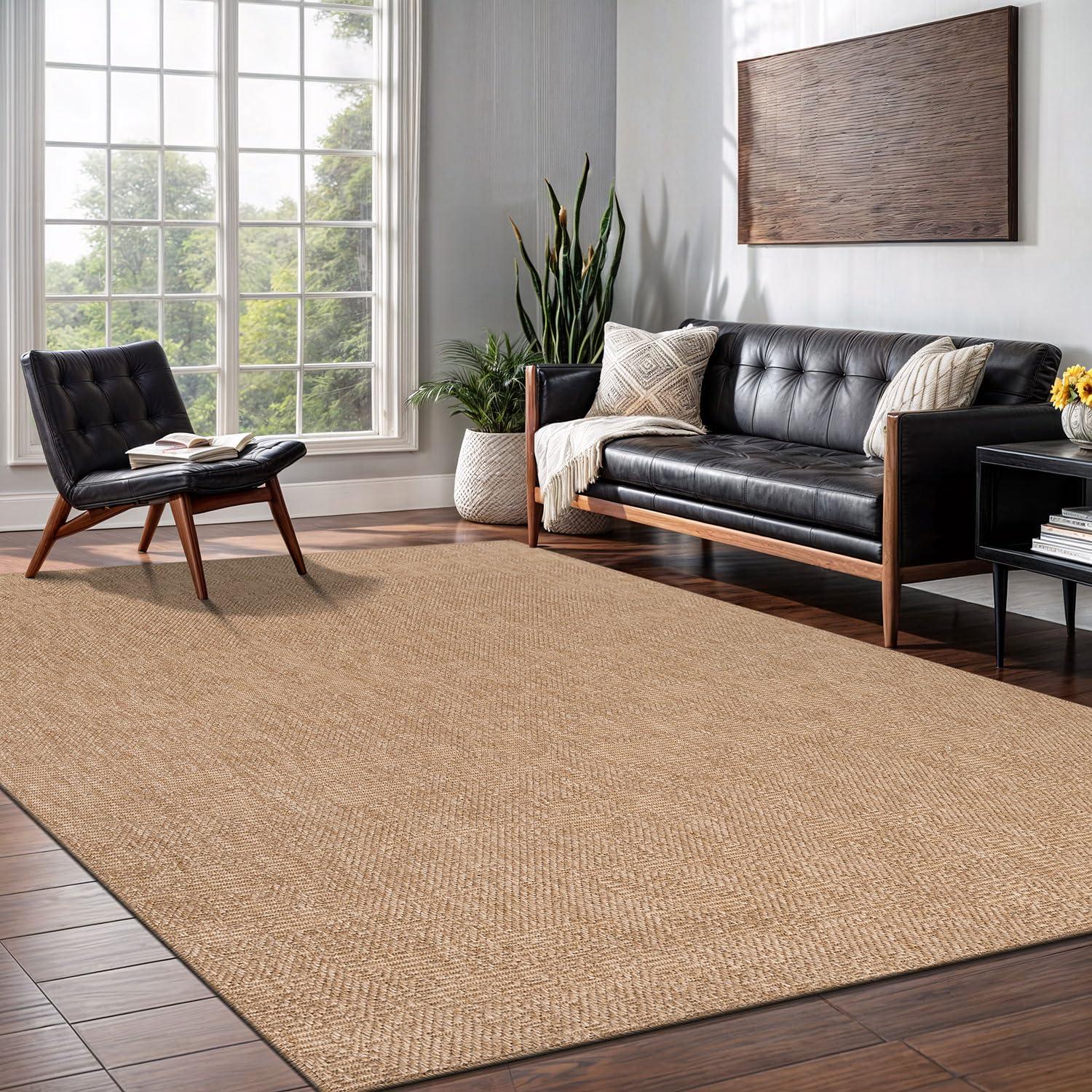 4'x6' Pata Hand Woven Chunky Jute Area Rug, Natural - JONATHAN Y