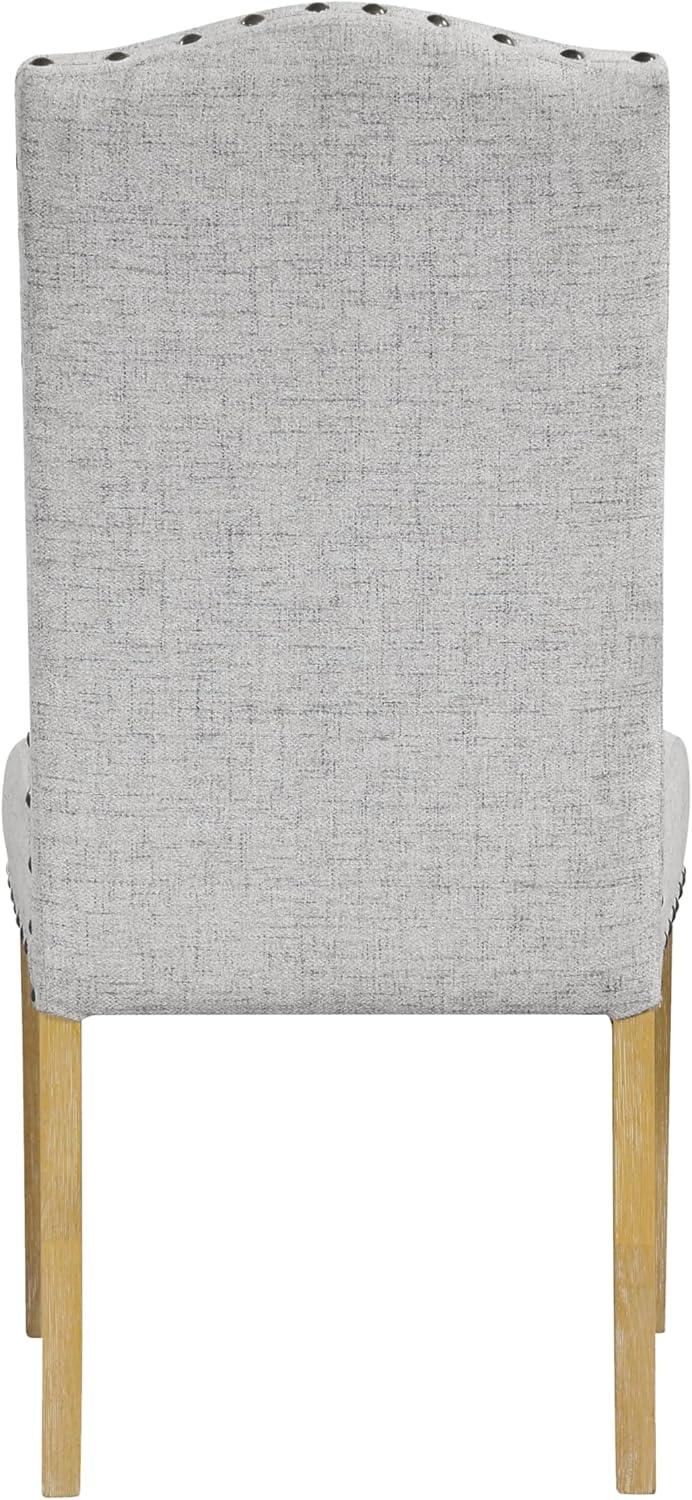 HomePop Set of 2 Curved Top Parson Dining Chairs Neutral: Nailhead Trim, Polyester Upholstery, Plywood Frame