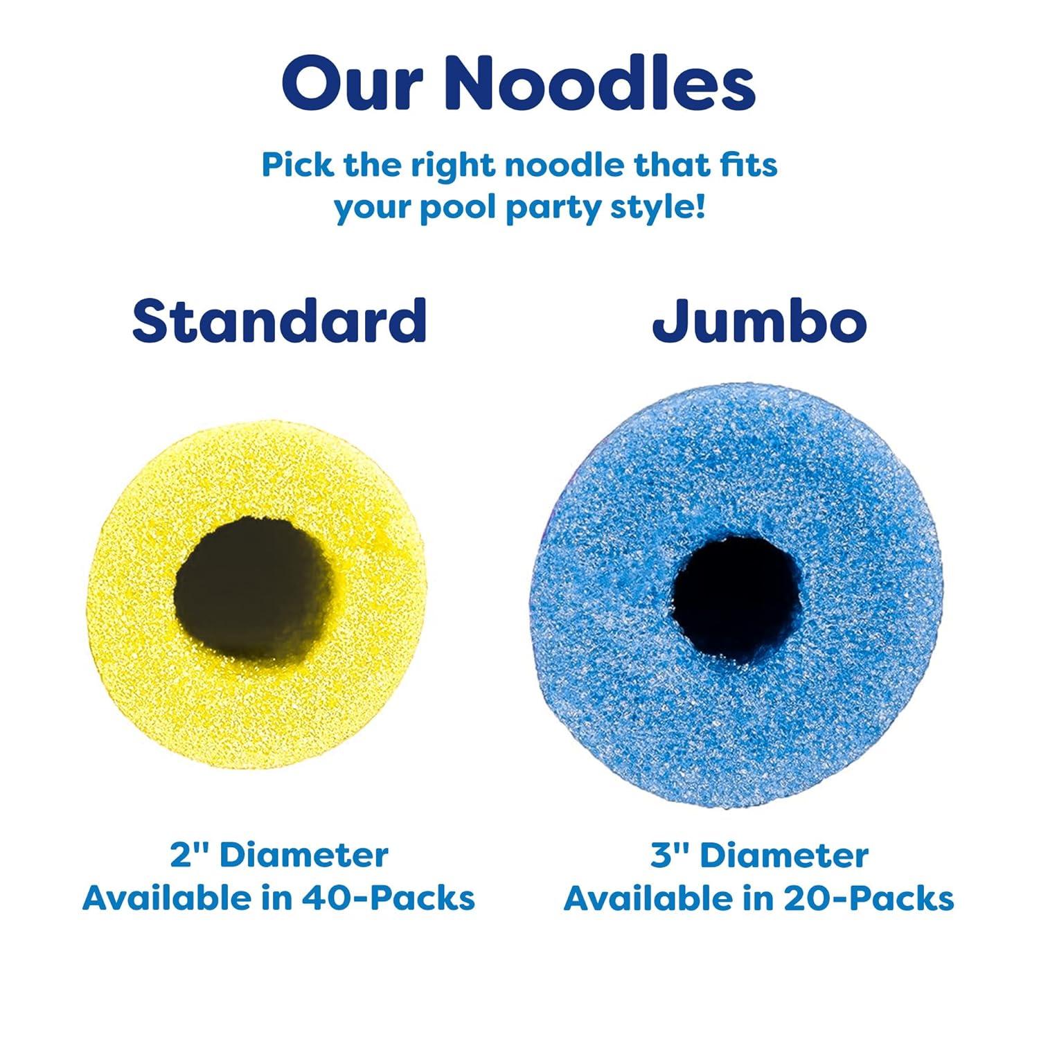 Whtty 40-Pack, 2-Inch Diameter Standard Pool Noodles – Soft Large Foam Noodles for Extra Buoyancy - Floating Training Device, Exercise Aid, pool noodles floats for adults