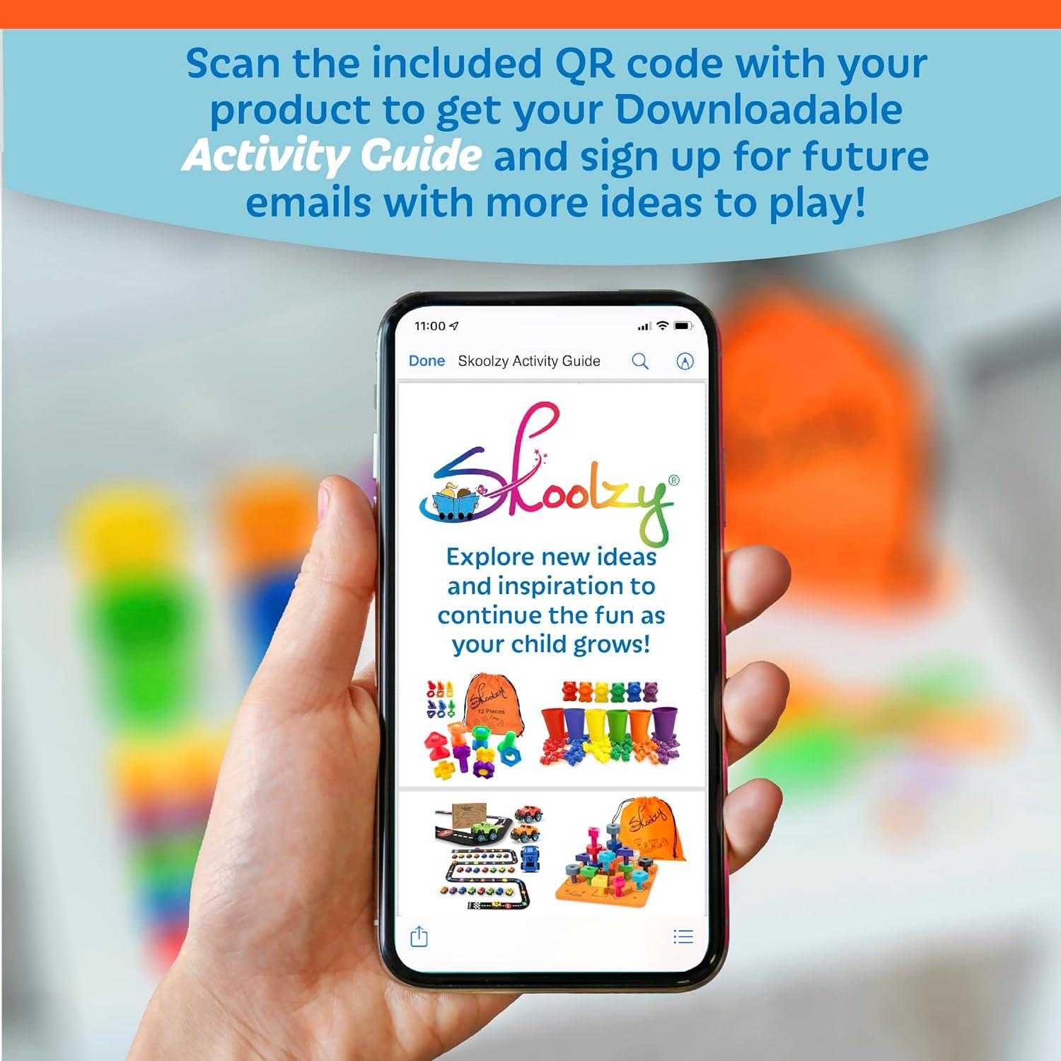 Skoolzy Nuts and Bolts 24 Piece Toy_Building_Block Set Sensory Occupational Therapy STEM for Baby Toddler Toys & Kids, Includes eBook