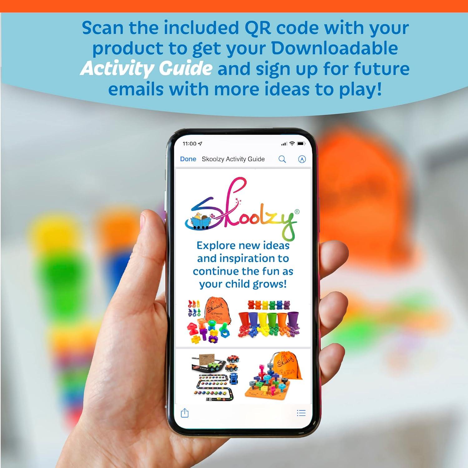 Skoolzy Nuts and Bolts 24 Piece Toy_Building_Block Set Sensory Occupational Therapy STEM for Baby Toddler Toys & Kids, Includes eBook