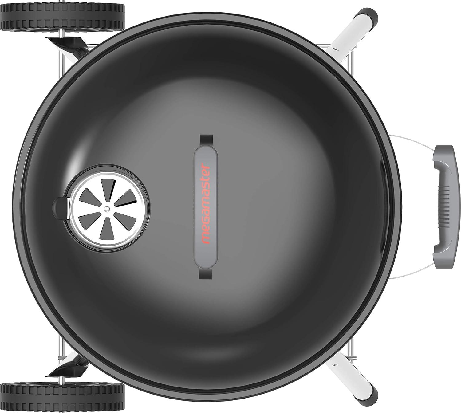 Megamaster 18-Inch Black Charcoal Kettle Grill with Wheels