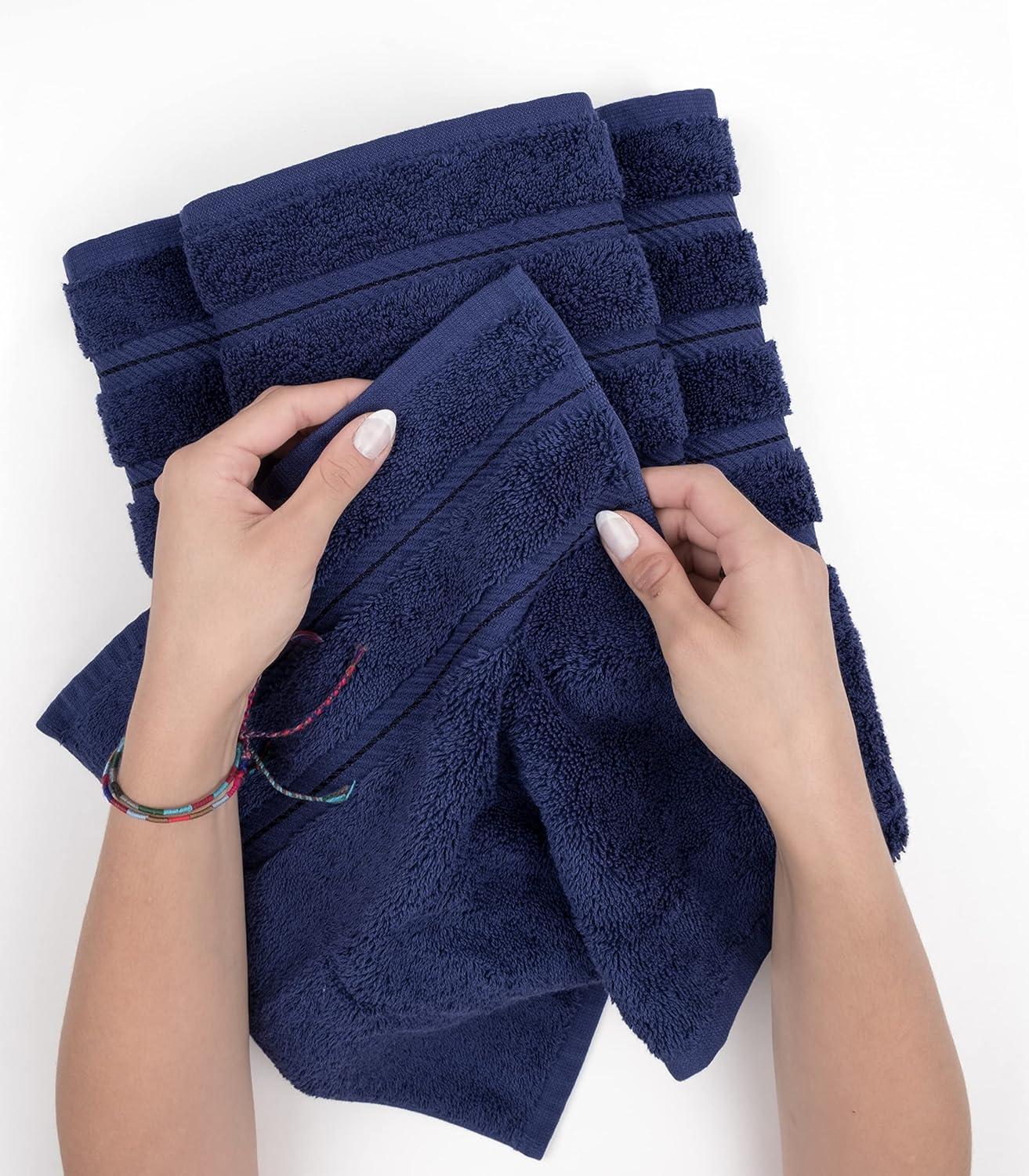 American Soft Linen Luxury 35x70 Jumbo Large Bath Towel, 100% Cotton Turkish Bath Towel Sheet, Navy Blue