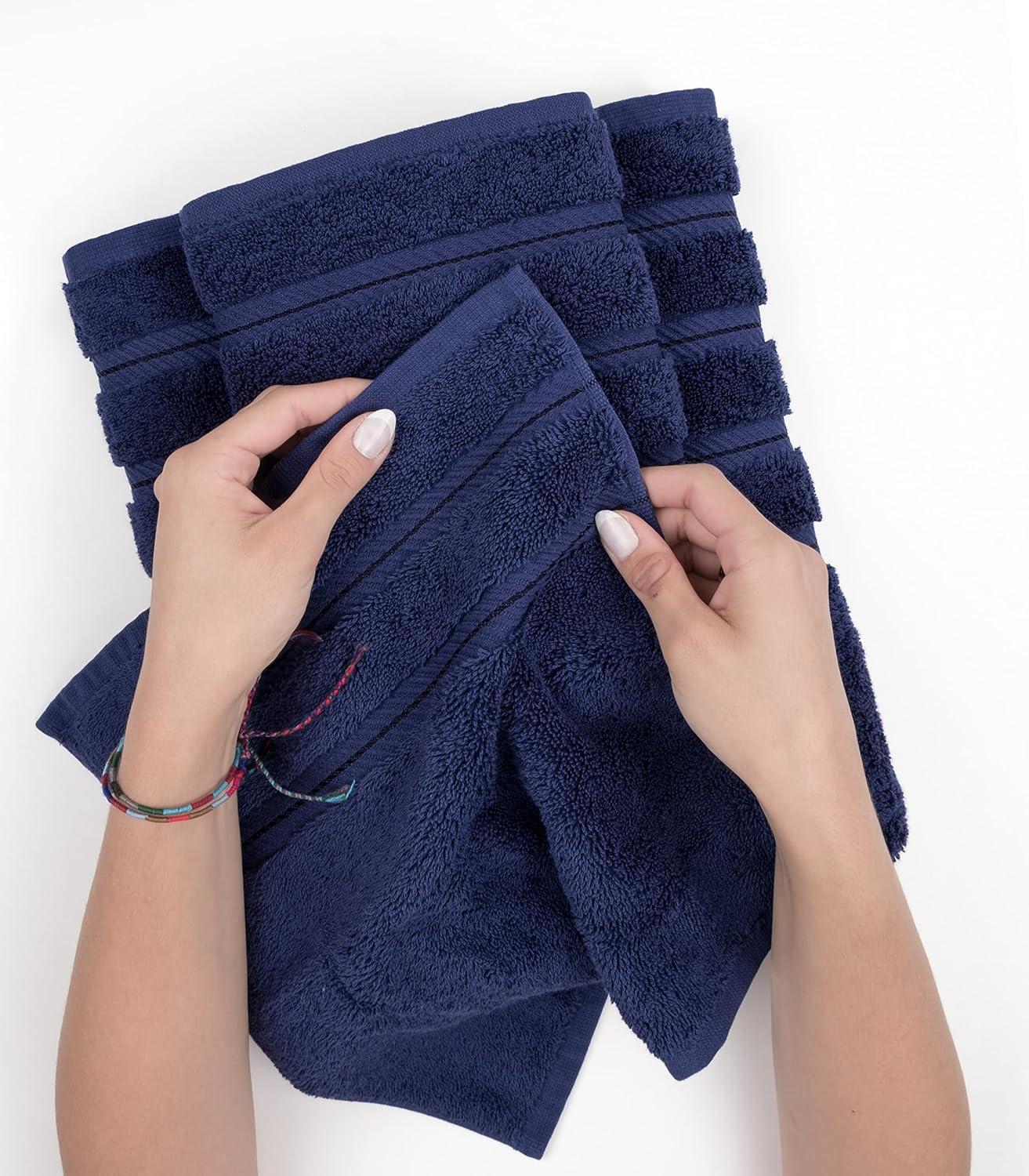 American Soft Linen Luxury 35x70 Jumbo Large Bath Towel, 100% Cotton Turkish Bath Towel Sheet, Navy Blue