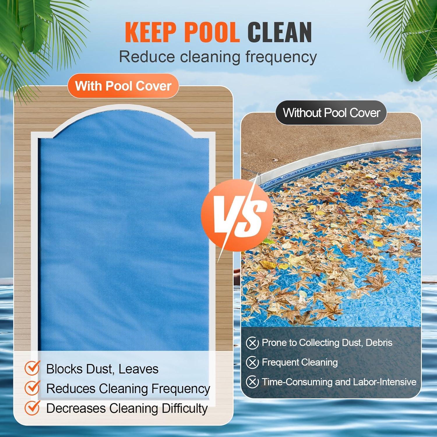 VEVOR Solar Pool Cover, Rectangle Solar Blanket for Pools