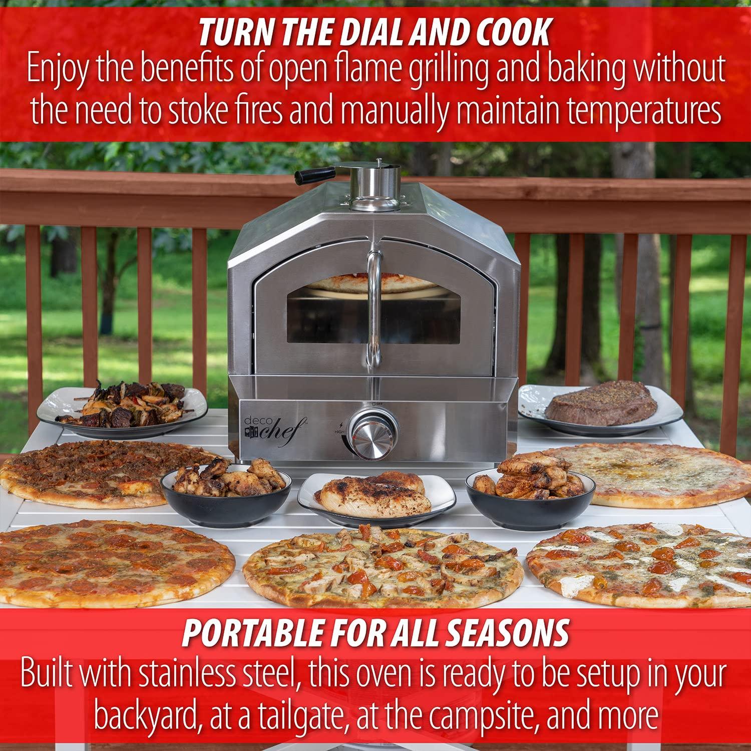 Deco Chef Deco Chef 2-in-1 Propane Gas Pizza Oven & Grill, Portable, With Pizza Stone, Peel, Rack
