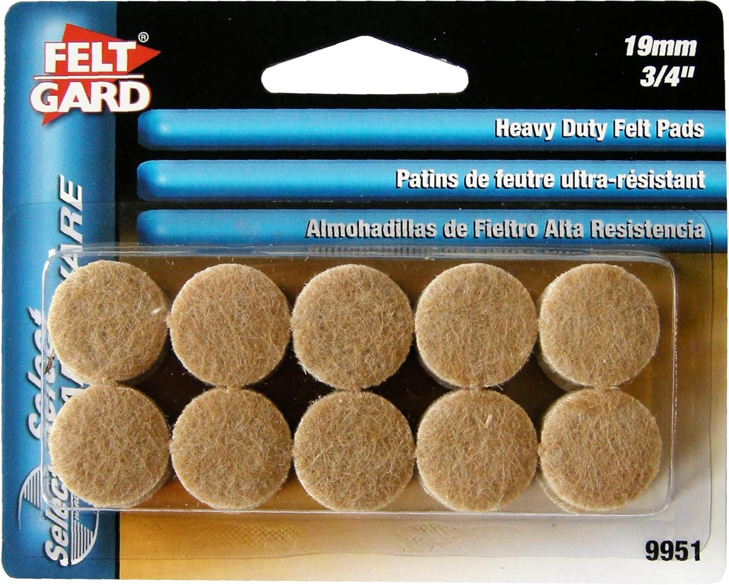 Beige Round 3/4-Inch Heavy Duty Felt Furniture Pads, 20-Pack