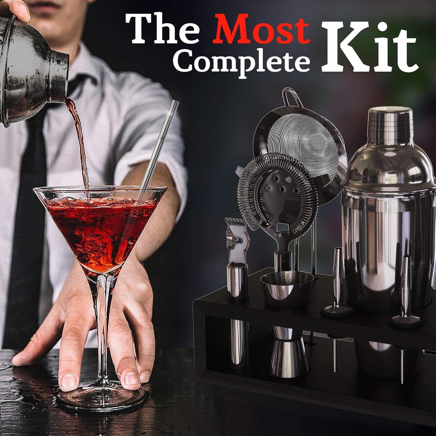 Highball & Chaser 13 piece Black Cobbler Bartender kit