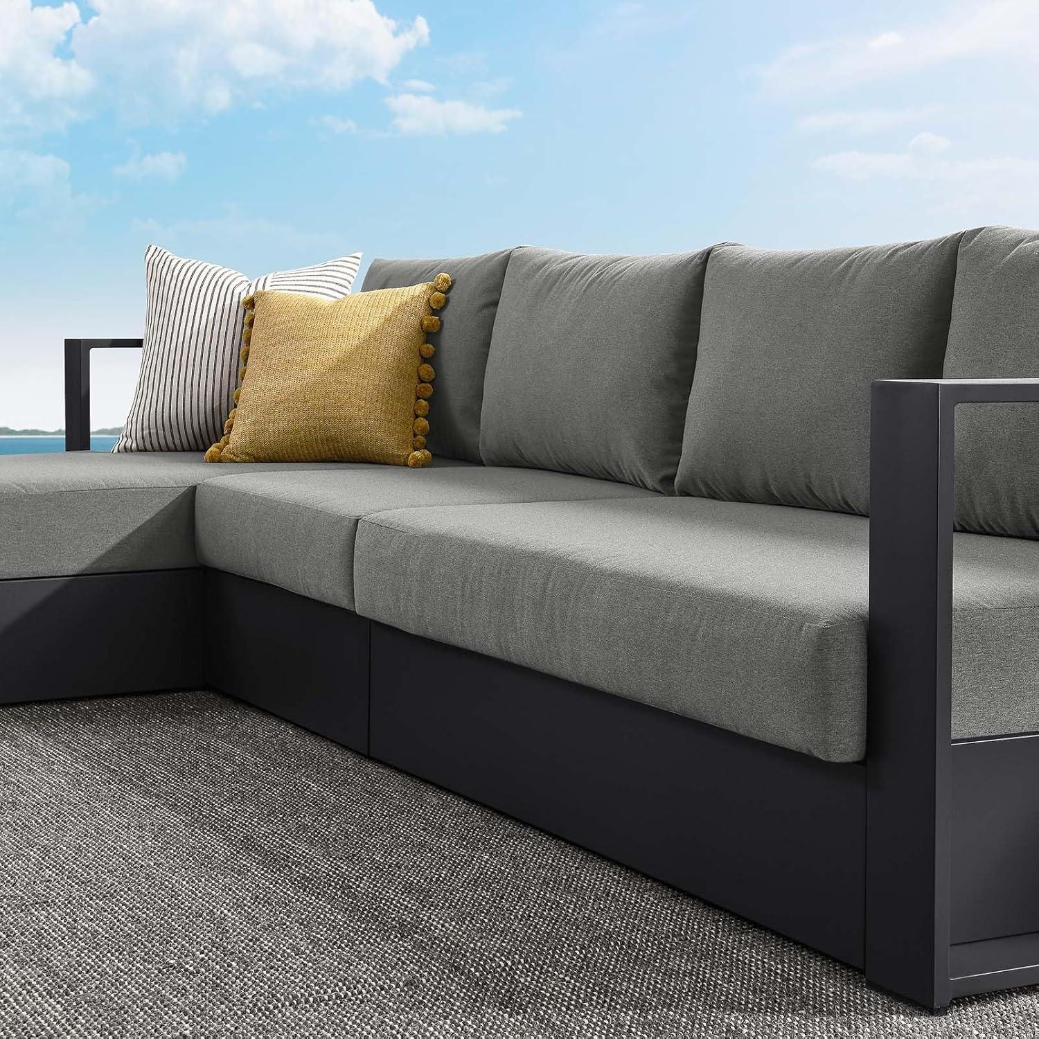 Gray Charcoal Aluminum Outdoor Sectional Sofa with Weather-Resistant Cushions