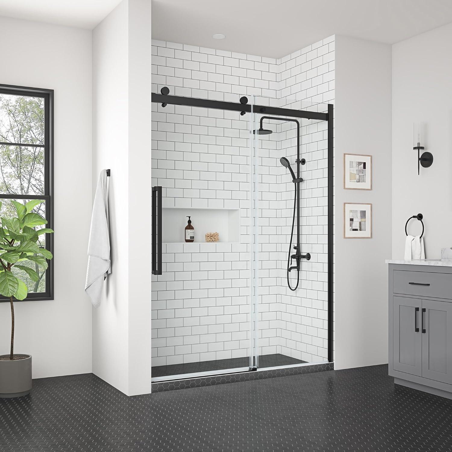 OVE Decors Bel Soft Close Gold 58-in to 60-in x 78.75-in Frameless Sliding Soft Close Shower Door