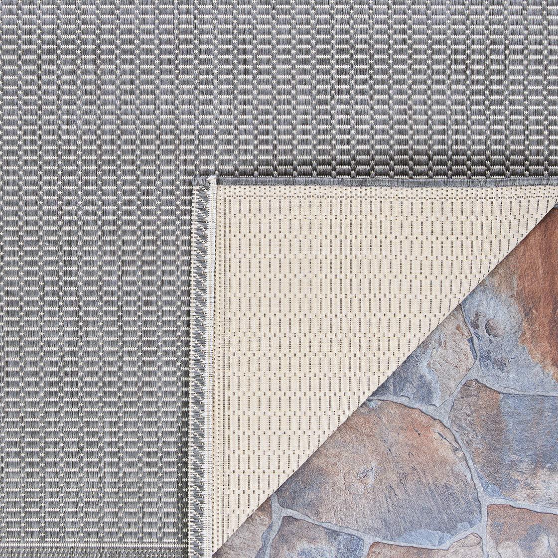 Couristan Recife Saddle Stitch Indoor /Outdoor Area Rug, Grey- White, 2'3" x 11'9" Runner