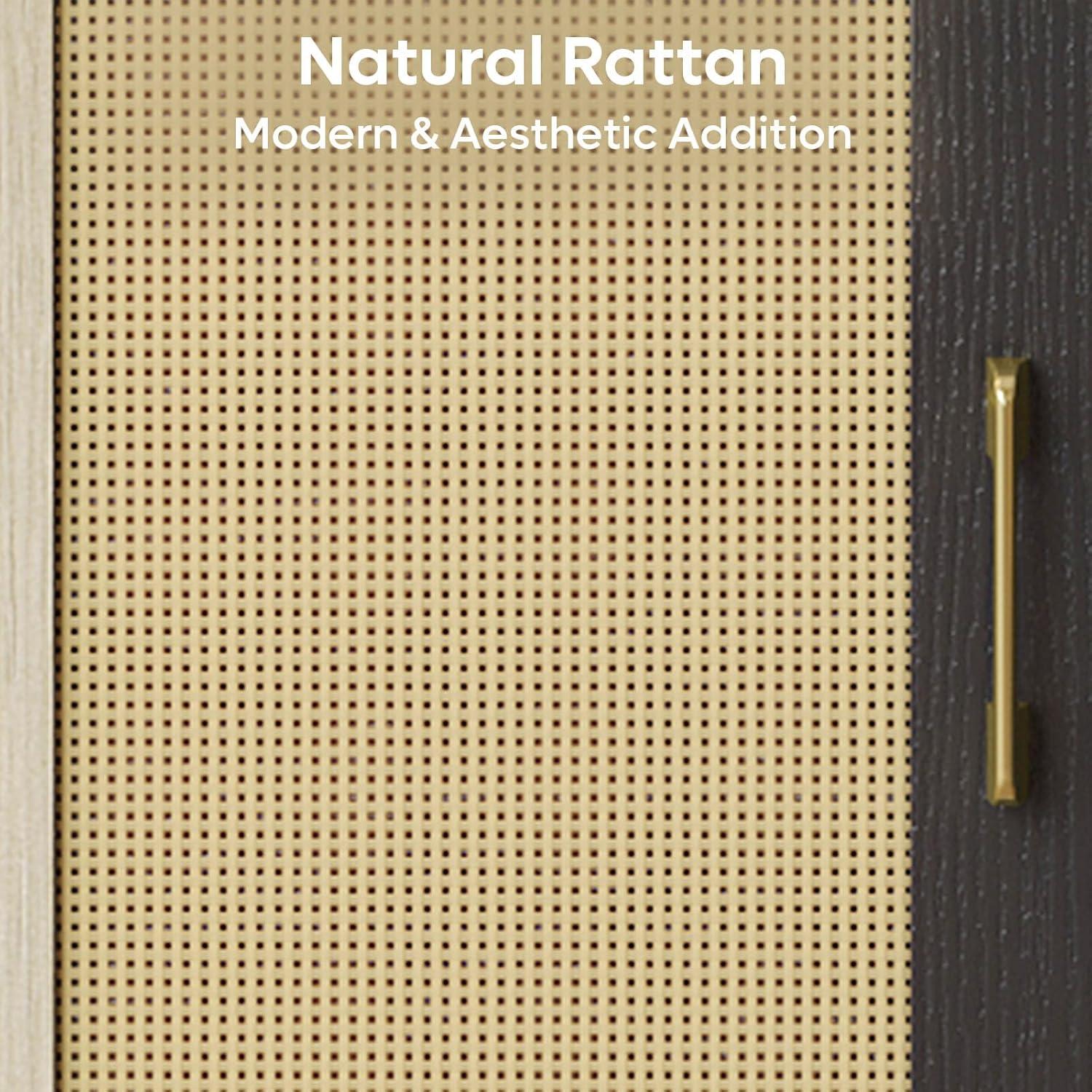 Bay Isle Home™ Alwies 80 inch TV Stand for TVs up to 85", Combinable Entertainment Center with LED Light and Adjustable Shelves, 4-1 Rattan TV console