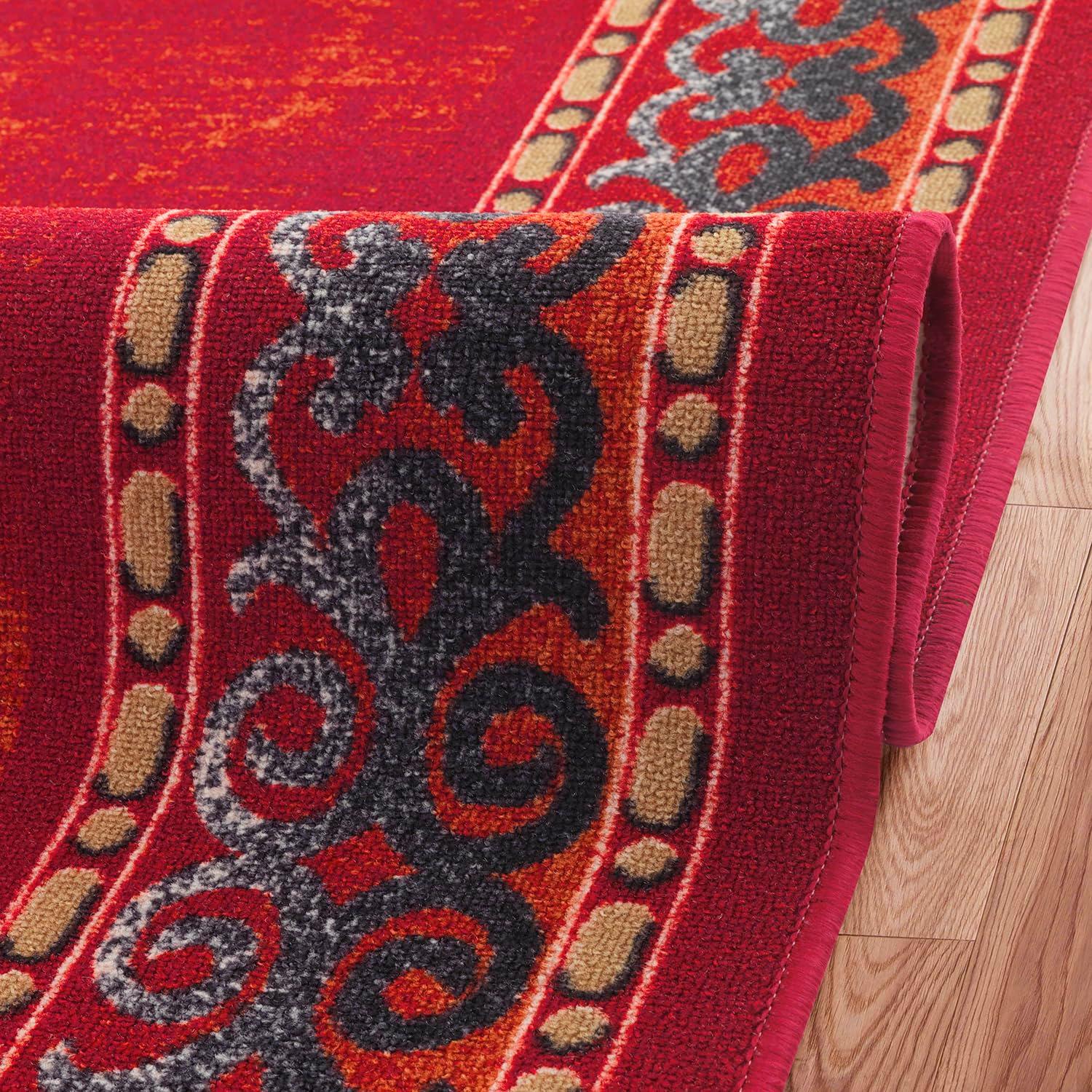 Antep Rugs Alfombras Bordered Modern 8x10 Non-Slip (Non-Skid) Low Pile Rubber Backing Indoor Area Rug (Maroon Red, 7'10" x 10')