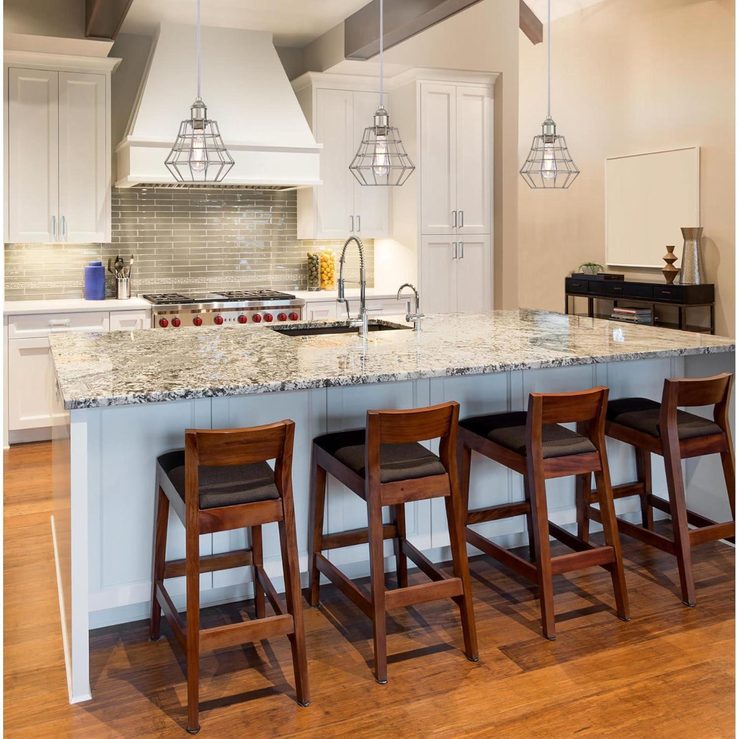 Nathaniel 1 - Light Brushed Nickel Geometric Pendant