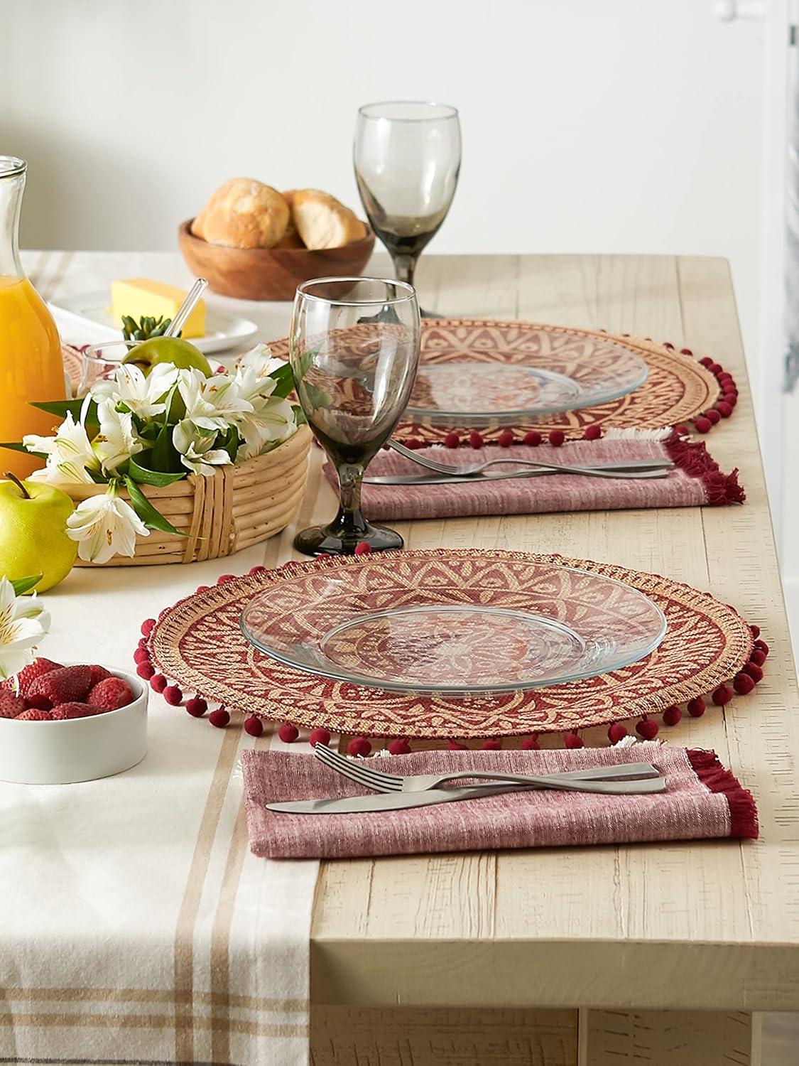 Dart Jute Geometric Round Placemat (Set of 6)
