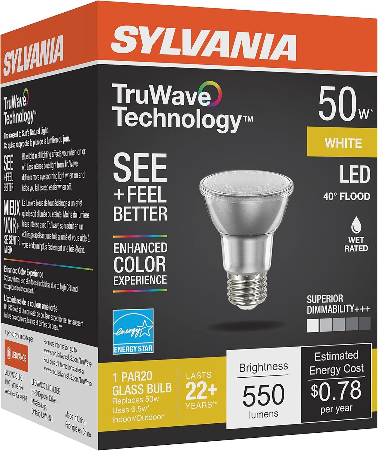 Sylvania 50W Equivalent White Dimmable LED Floodlight Bulb