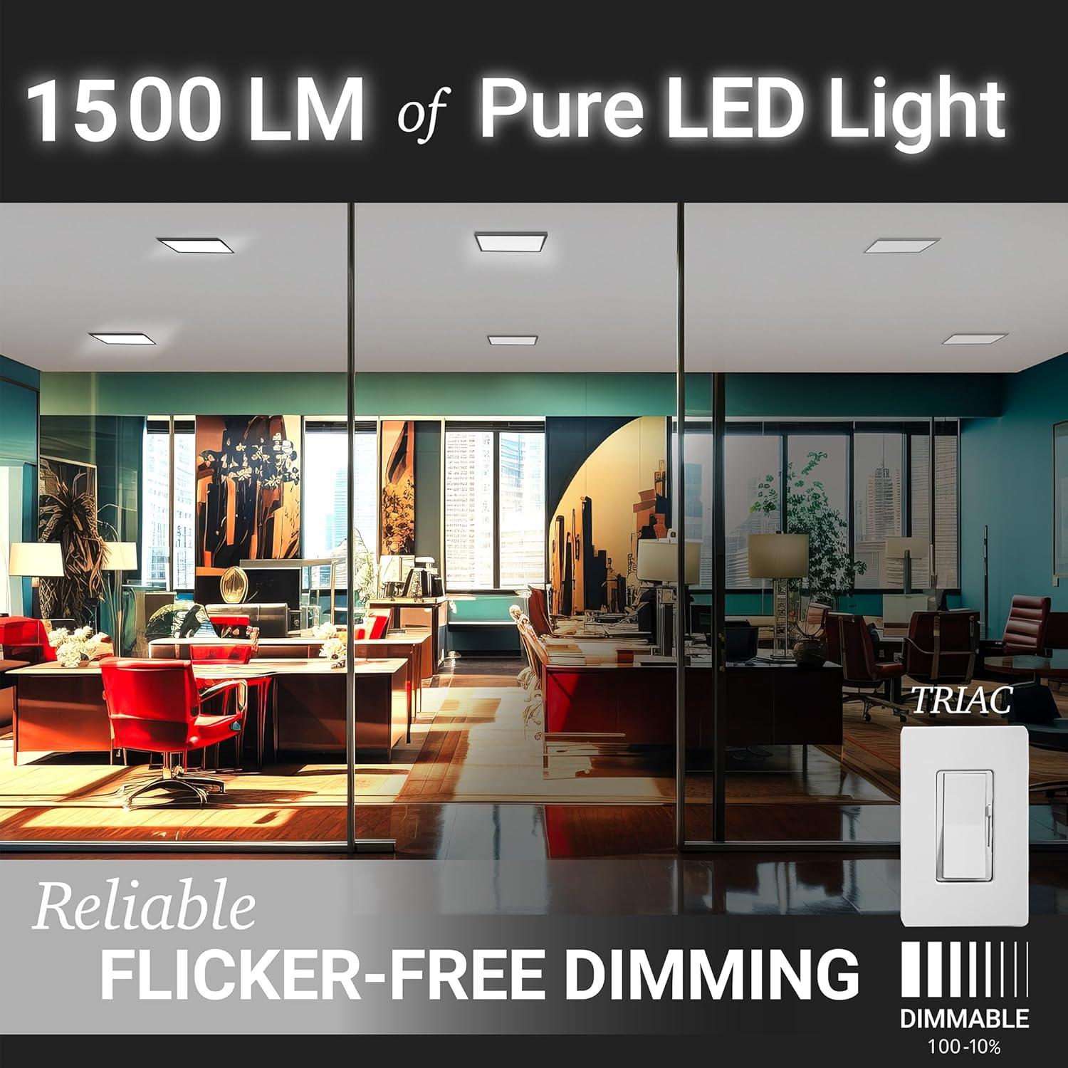 NUWATT NUWATT 4 Pack 1x4 LED Drop Ceiling Flat Panel Troffer Light, Wattage & Color Selectable 40W/30W/20W, CCT 3000K/3500K/4000K/5000K/6500K, 4400LM, 0-10V Dimmable Backlit Fixture, 120V-277V, ETL Listed