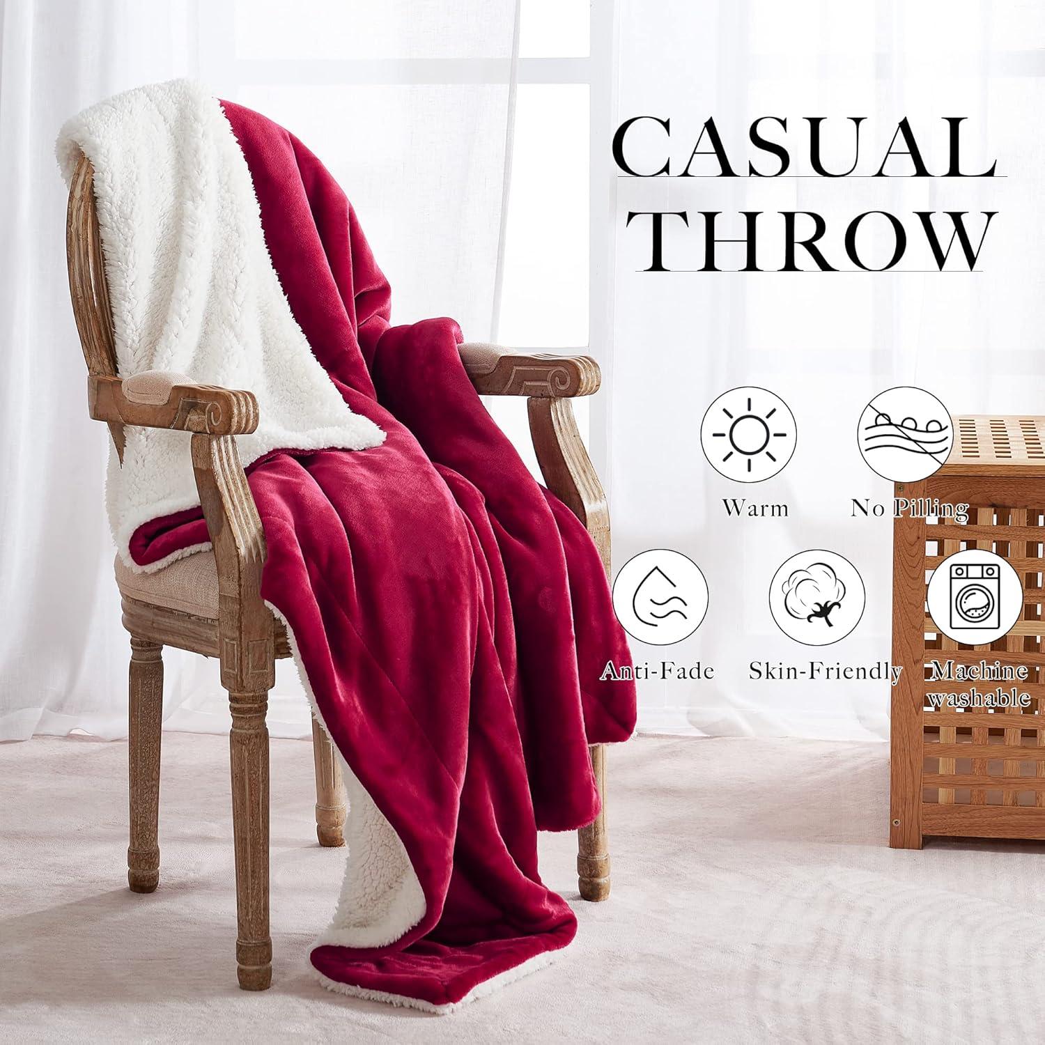 Elegant Comfort Throw Blanket, Reversible Sherpa Flannel, Ultra-Soft, Fuzzy, Cozy and Plush- All Season Lightweight Decorative Throw, 50 x 60 inches, Solid Sherpa Throw, Black