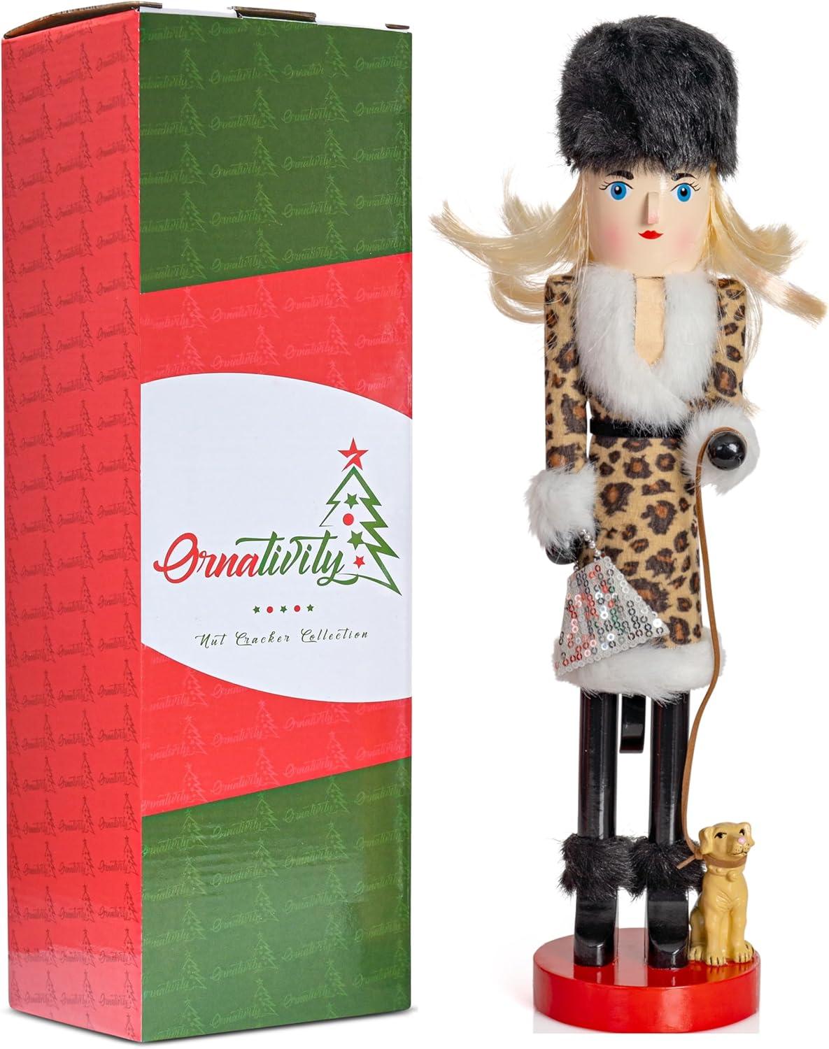 Ornativity Shopping Lady Christmas Wooden Nutcracker - 15 in