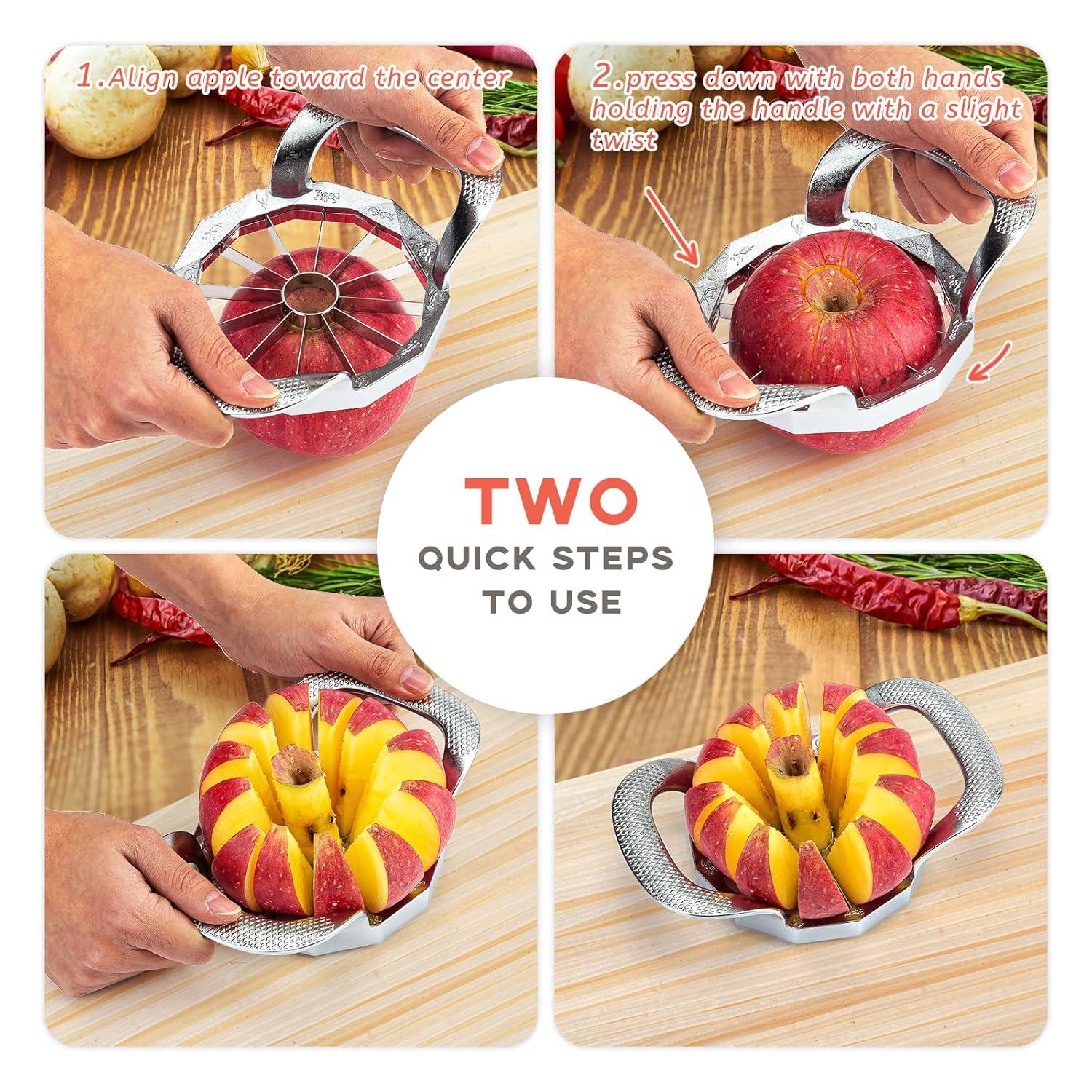 Apple Slicer, HEAVY DUTY Apple Corer, 8-Blade Stainless Steel Apple Cutter Divider Pitter ，Sturdy and Sharp